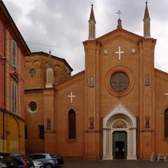 Fresco de la discordia en la Basílica de San Petronio en Bolonia Ciudad de San Petronio en un mapa de Italia