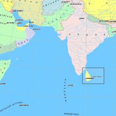 Mapa ng Sri Lanka na may mga resort sa Russian