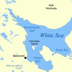 Physical and geographical characteristics of the White Sea Features of the coastline of the White Sea